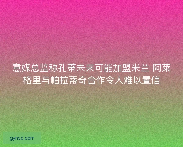 意媒总监称孔蒂未来可能加盟米兰 阿莱格里与帕拉蒂奇合作令人难以置信 意媒总监称孔蒂未来可能加盟米兰 阿莱格里与帕拉蒂奇合作令人难以置信