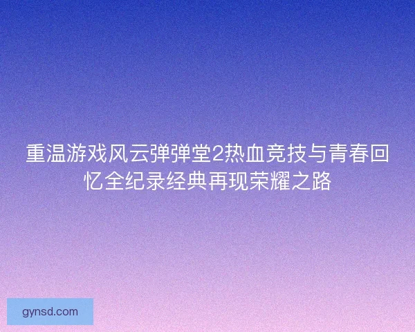 重温游戏风云弹弹堂2热血竞技与青春回忆全纪录经典再现荣耀之路