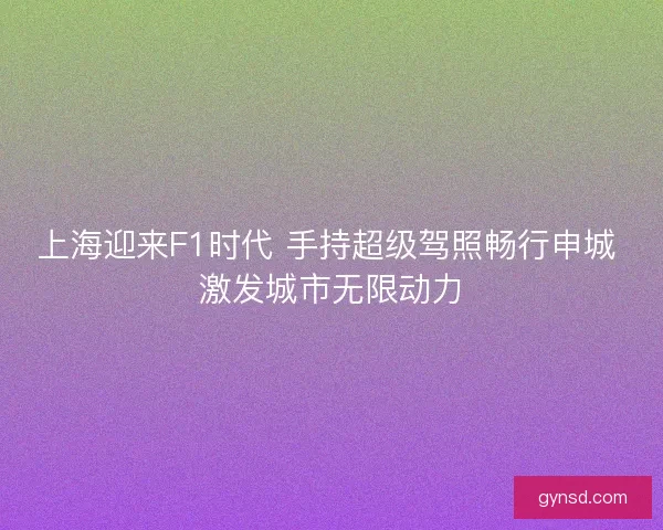 上海迎来F1时代 手持超级驾照畅行申城 激发城市无限动力