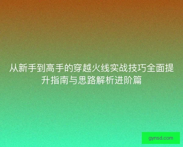 从新手到高手的穿越火线实战技巧全面提升指南与思路解析进阶篇 从新手到高手的穿越火线实战技巧全面提升指南与思路解析进阶篇